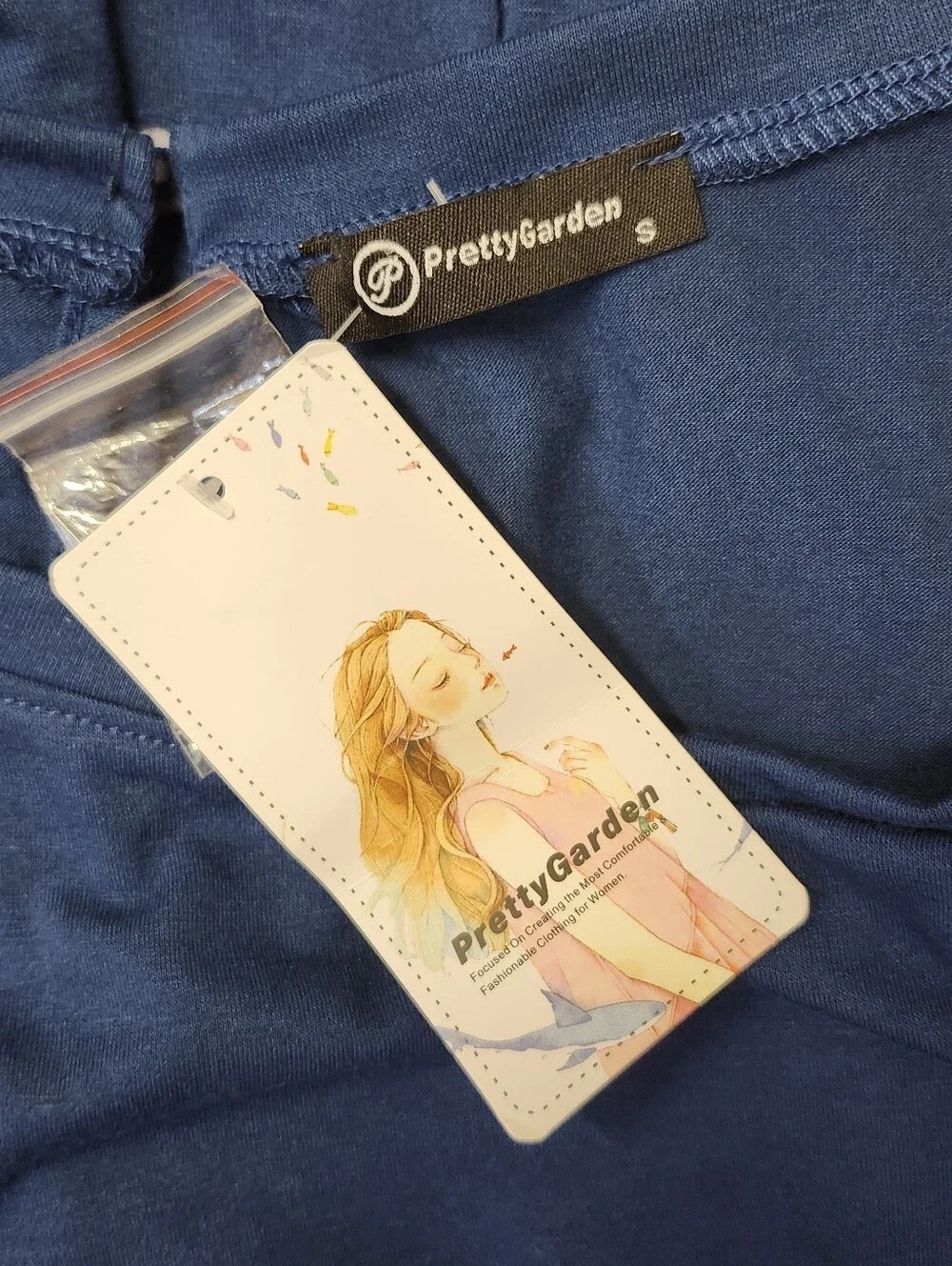 • NWT Pretty Garden Women's Short Sleeve Jogger Jumpsuit Size Small Blue Pockets